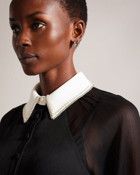 CHAYSE-Tops-Contrast Collar Blouse- Ted Baker Romania